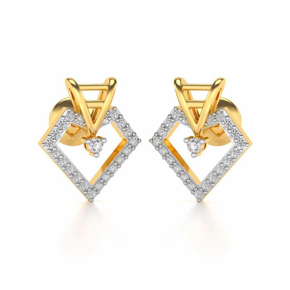 Acute Sheen Silver Earrings - Yellow Gold - Image 2