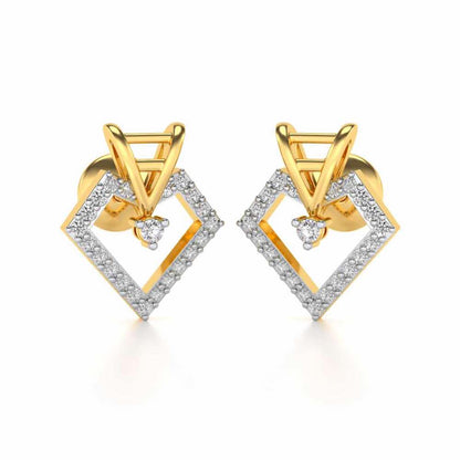 Acute Sheen Silver Earrings - Yellow Gold - Image 2