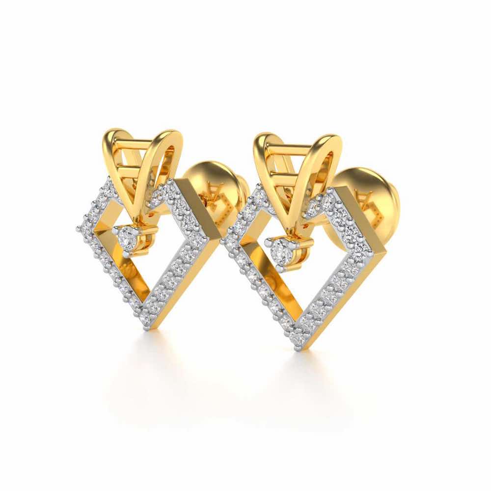Acute Sheen Silver Earrings - Yellow Gold - Image 3