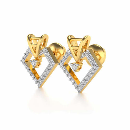 Acute Sheen Silver Earrings - Yellow Gold - Image 3