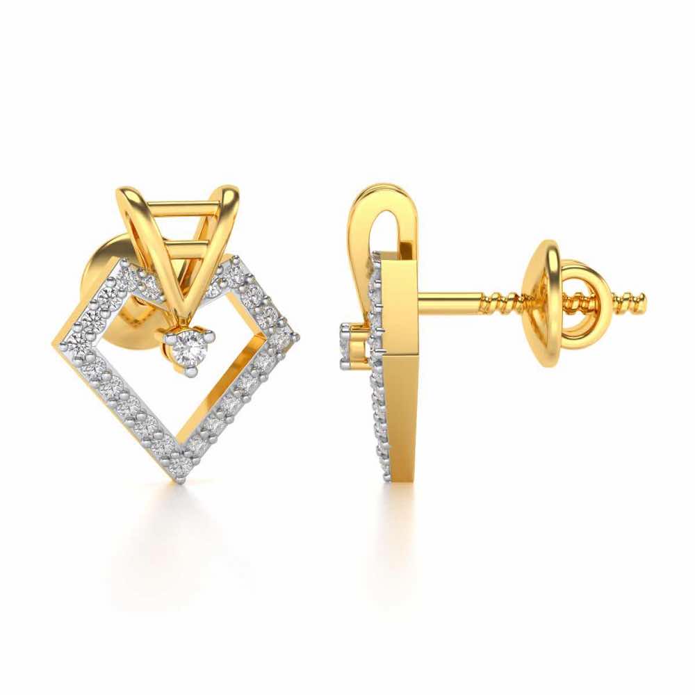 Acute Sheen Silver Earrings - Yellow Gold - Image 4