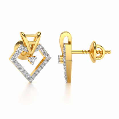 Acute Sheen Silver Earrings - Yellow Gold - Image 4