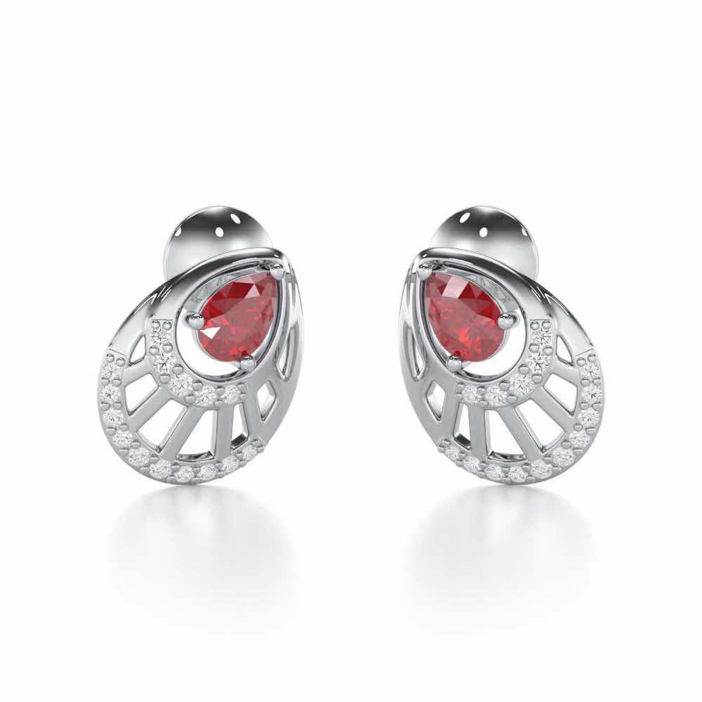 Adele Drop Silver Earrings - White Gold - Image 1