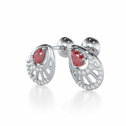 Adele Drop Silver Earrings - White Gold - Image 3