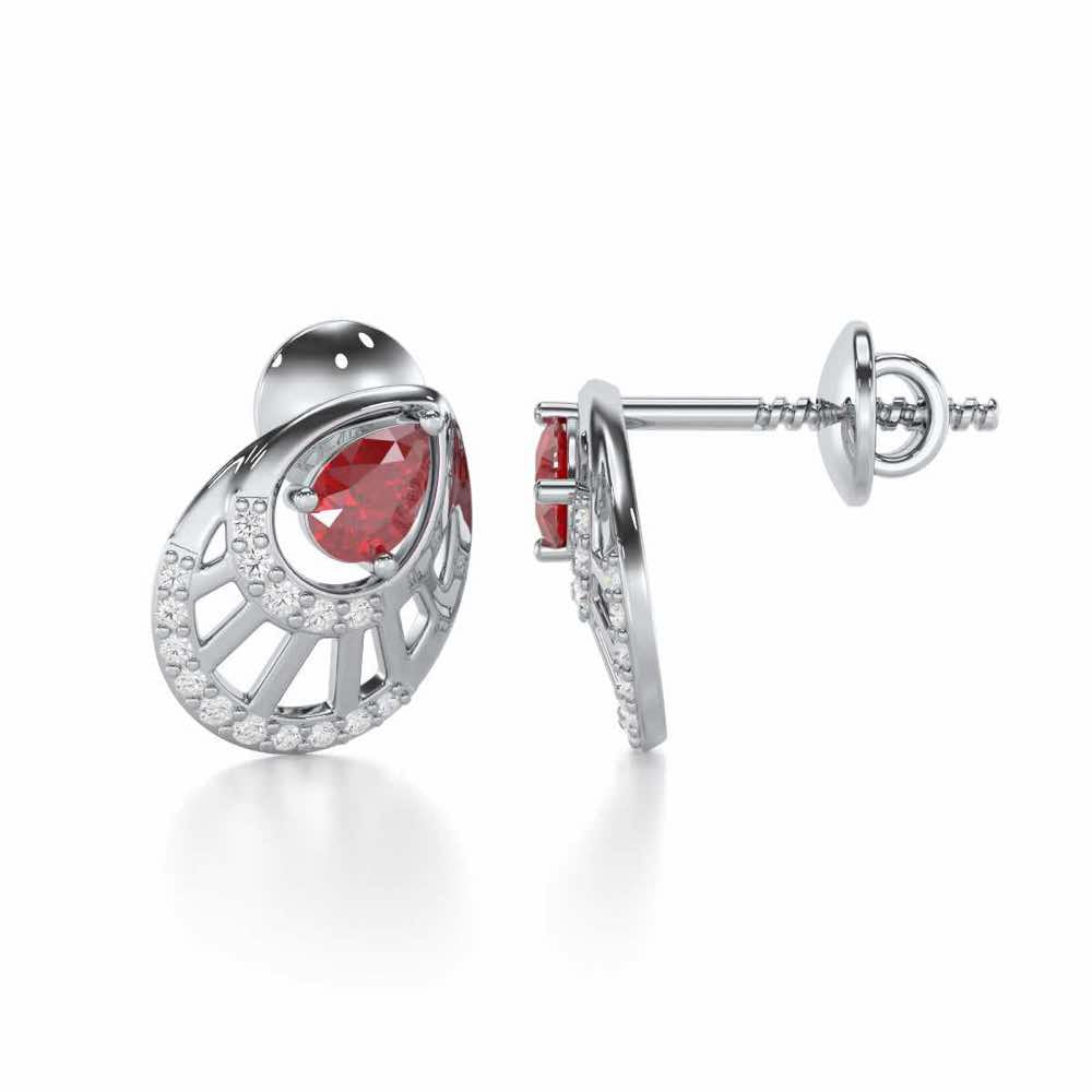 Adele Drop Silver Earrings - White Gold - Image 4