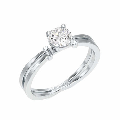 Adorned Solitaire Ring - White Gold - Image 1