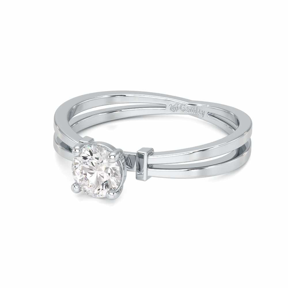 Adorned Solitaire Ring - White Gold - Image 2