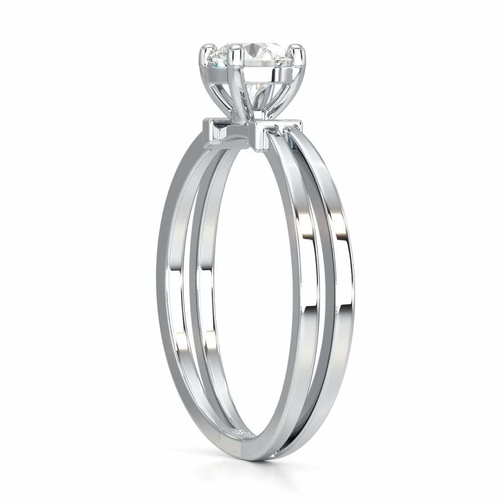 Adorned Solitaire Ring - White Gold - Image 3