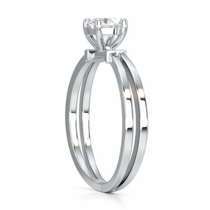 Adorned Solitaire Ring - White Gold - Image 3