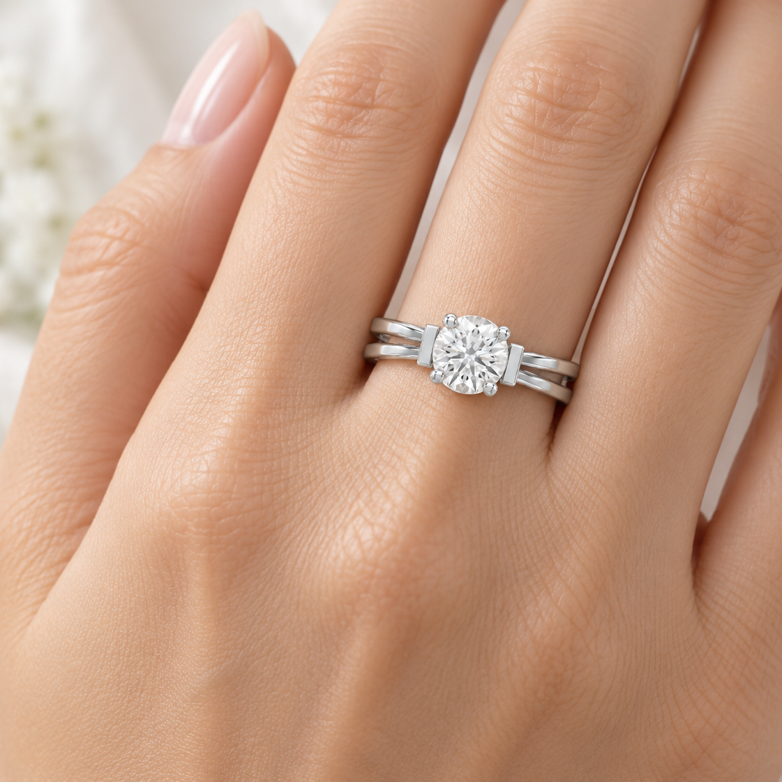 Adorned Solitaire Ring square model