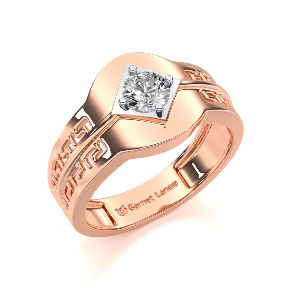 Advit Solitaire Ring For Men - Rose Gold - Image 1