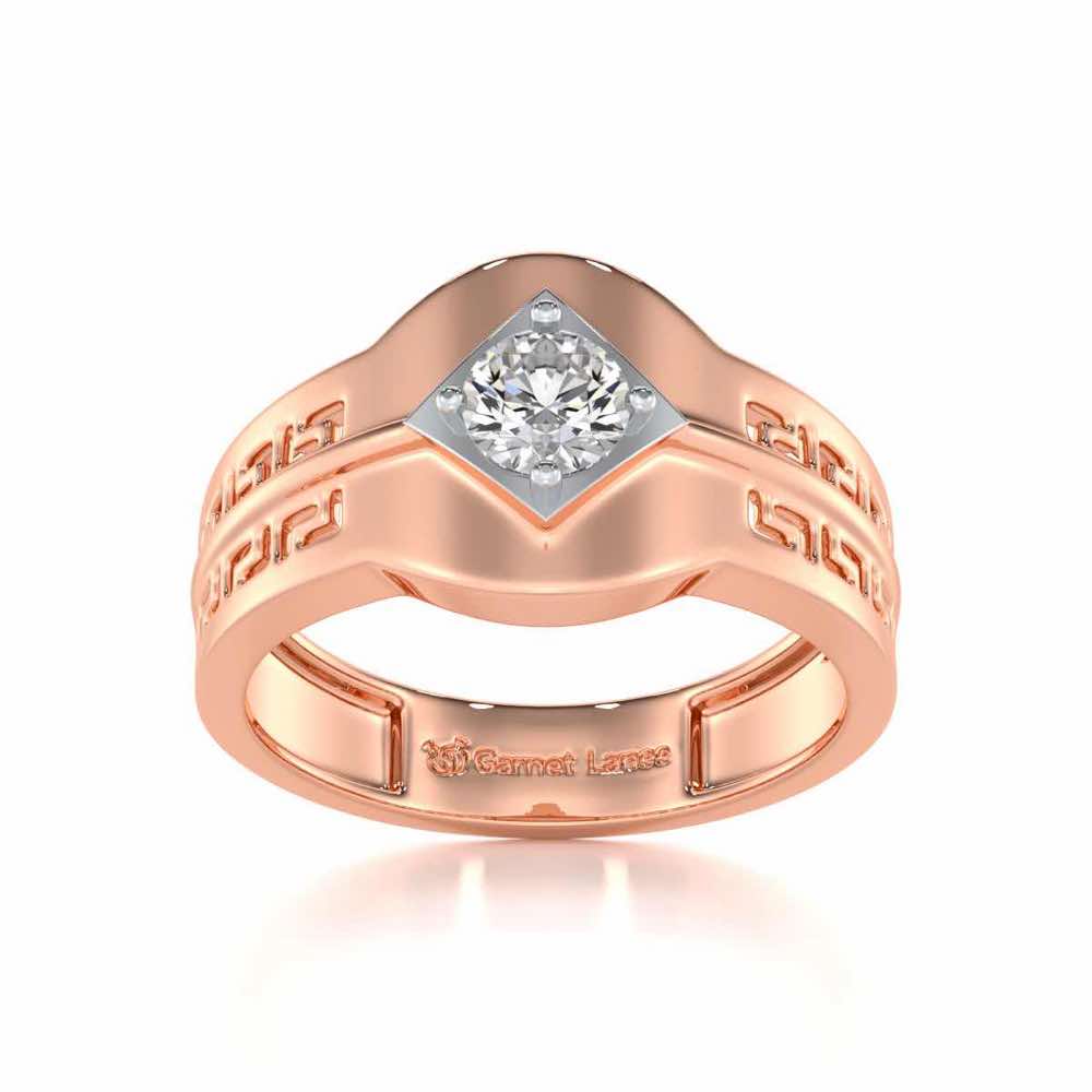 Advit Solitaire Ring For Men - Rose Gold - Image 2