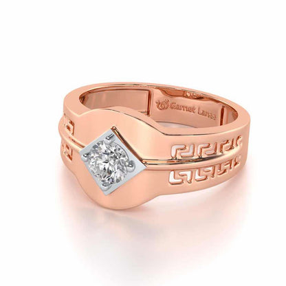 Advit Solitaire Ring For Men - Rose Gold - Image 3