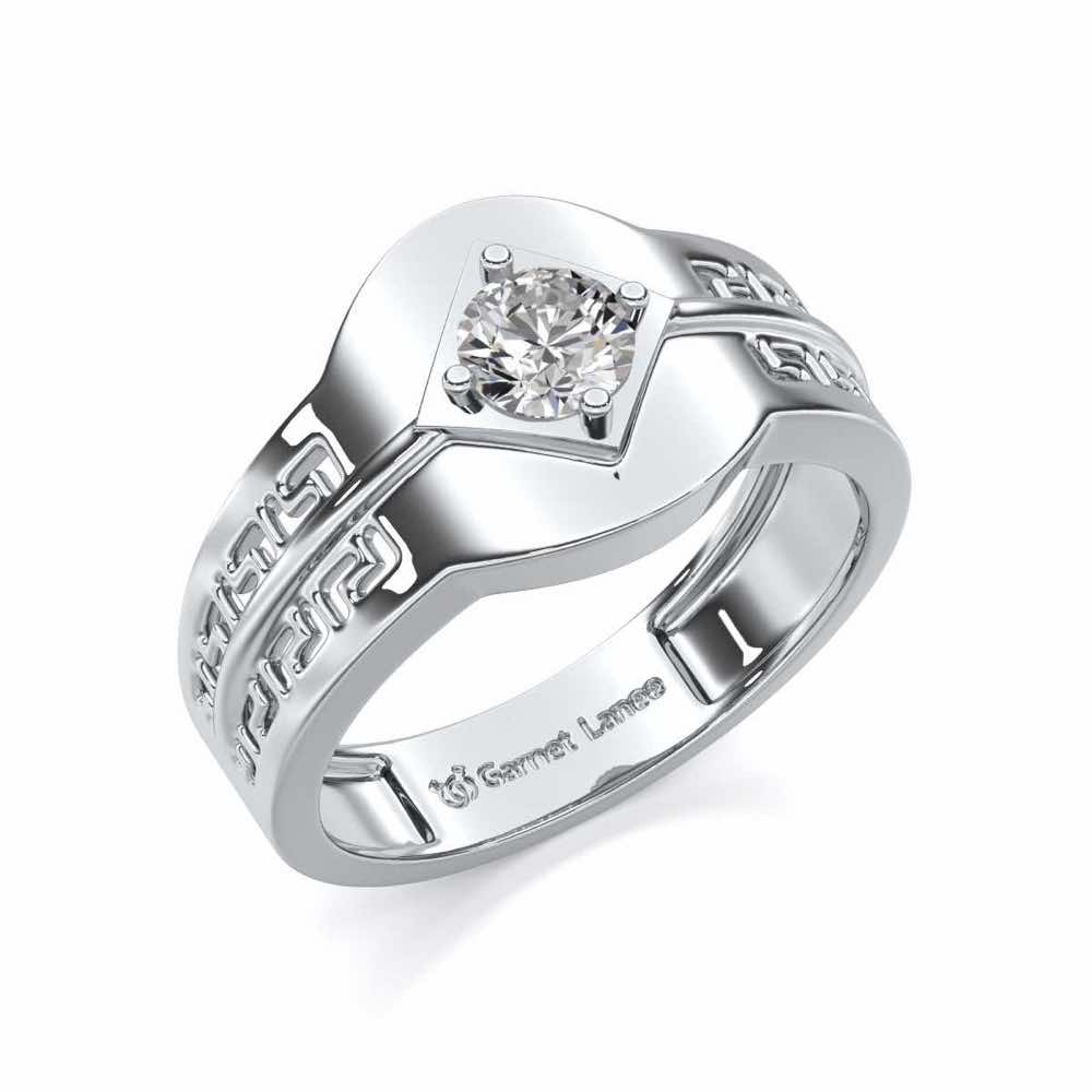 Advit Solitaire Ring For Men - White Gold - Image 1