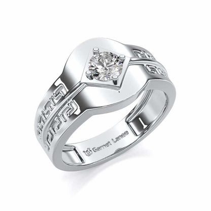 Advit Solitaire Ring For Men - White Gold - Image 1