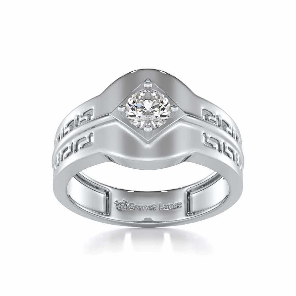 Advit Solitaire Ring For Men - White Gold - Image 2