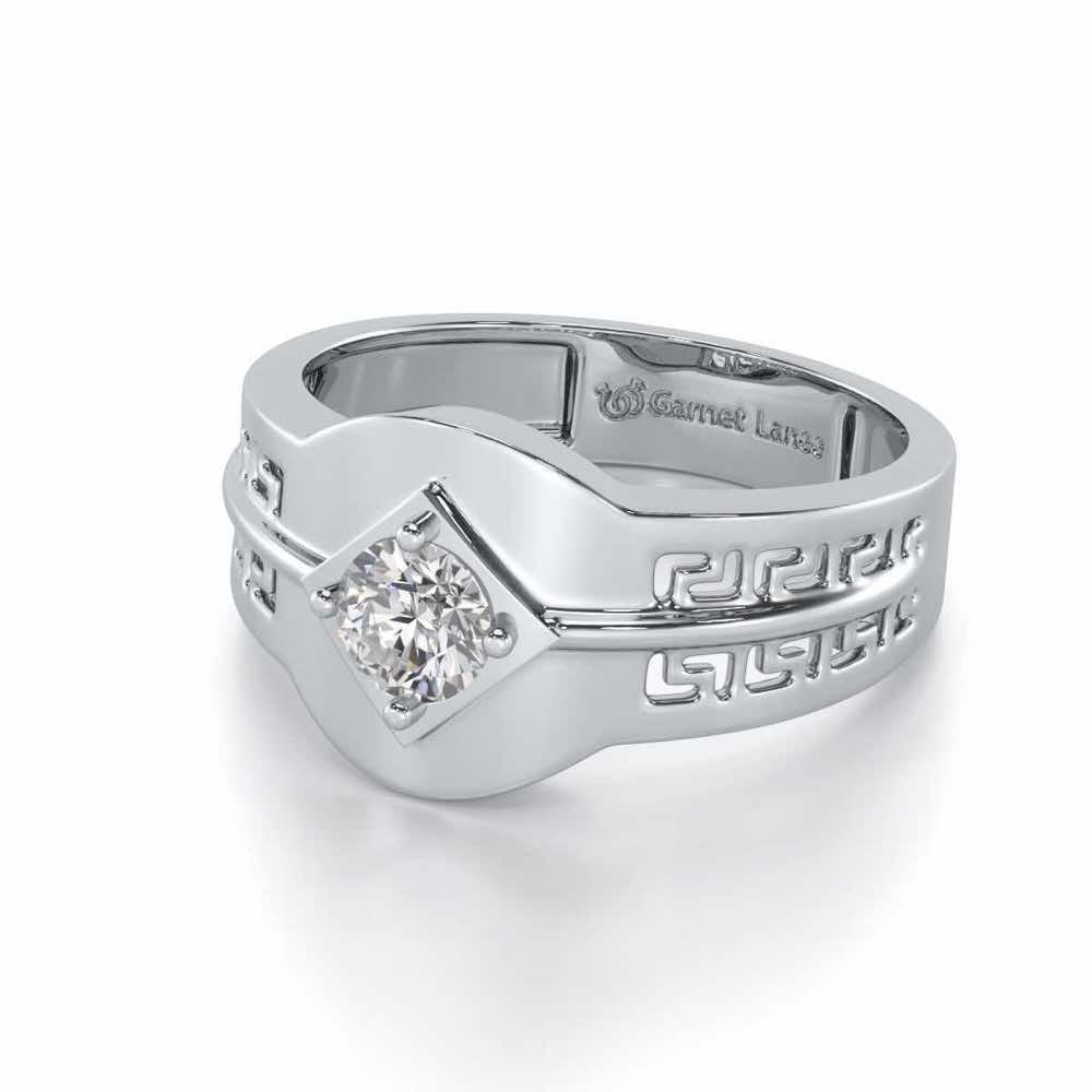 Advit Solitaire Ring For Men - White Gold - Image 3