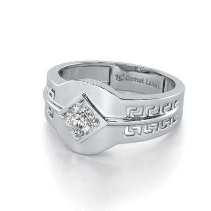 Advit Solitaire Ring For Men - White Gold - Image 3