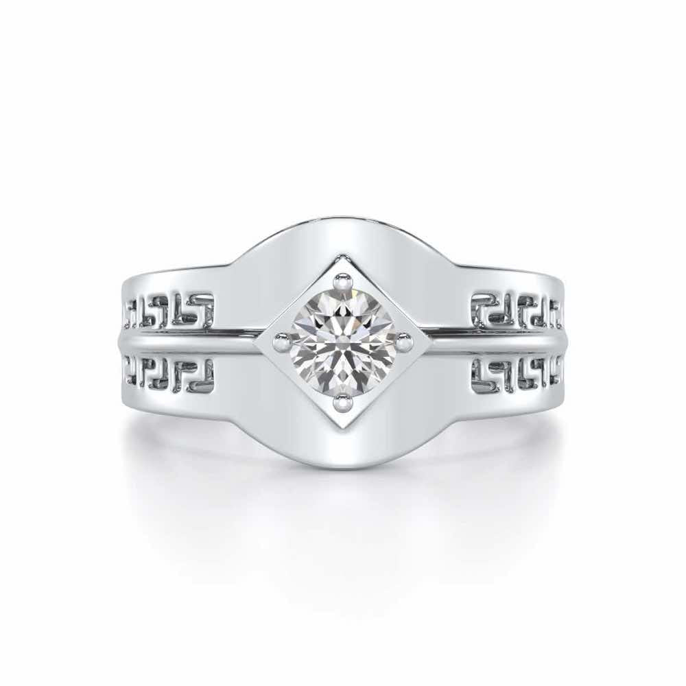 Advit Solitaire Ring For Men - White Gold - Image 5
