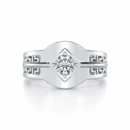 Advit Solitaire Ring For Men - White Gold - Image 5