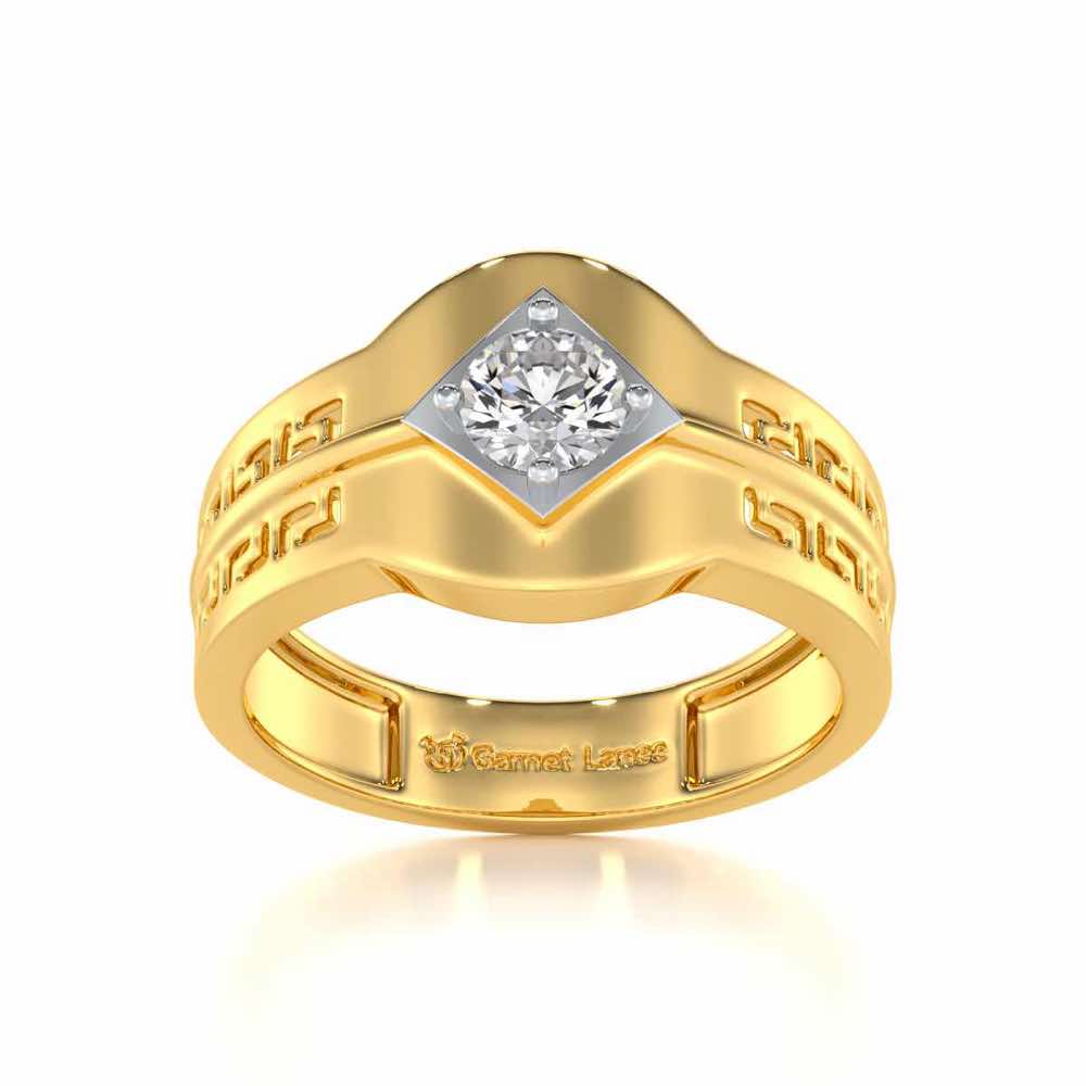 Advit Solitaire Ring For Men - Yellow Gold - Image 2