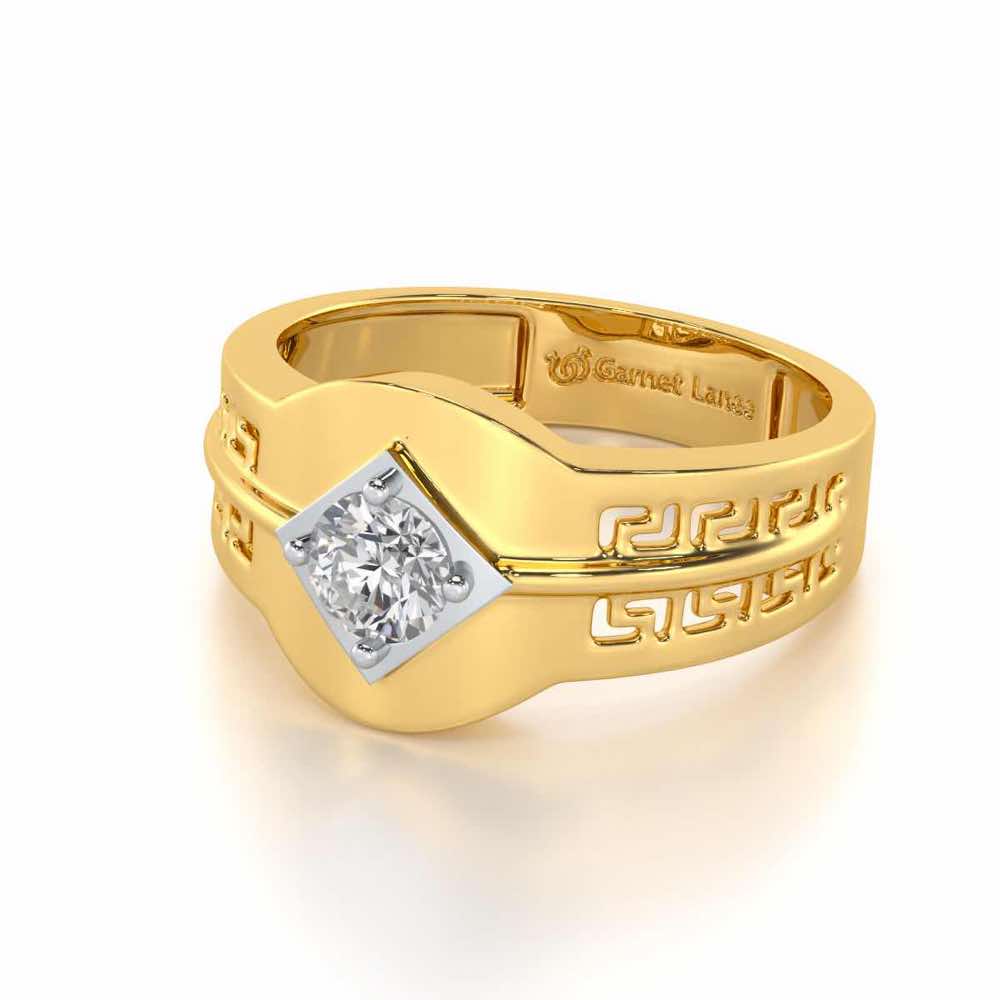 Advit Solitaire Ring For Men - Yellow Gold - Image 3