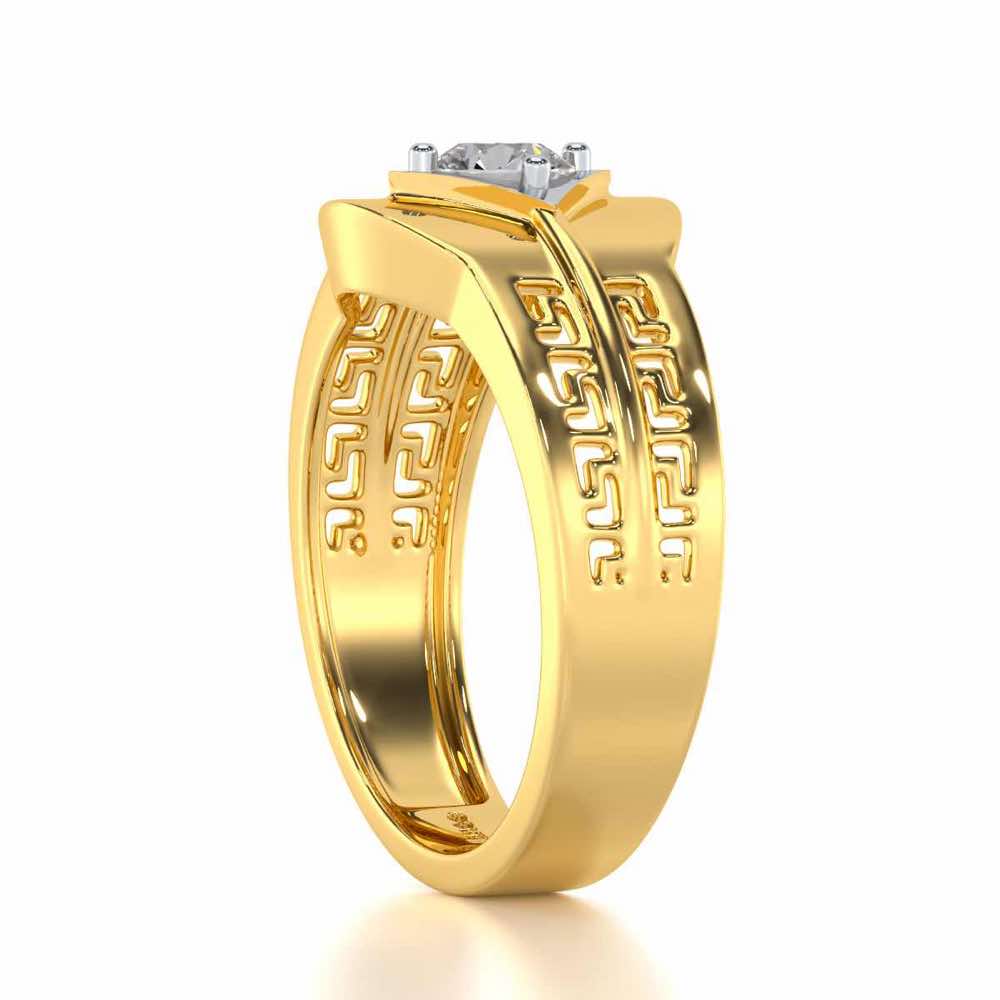 Advit Solitaire Ring For Men - Yellow Gold - Image 4