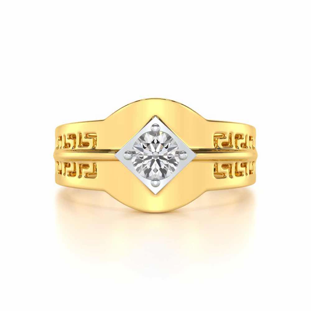 Advit Solitaire Ring For Men - Yellow Gold - Image 5