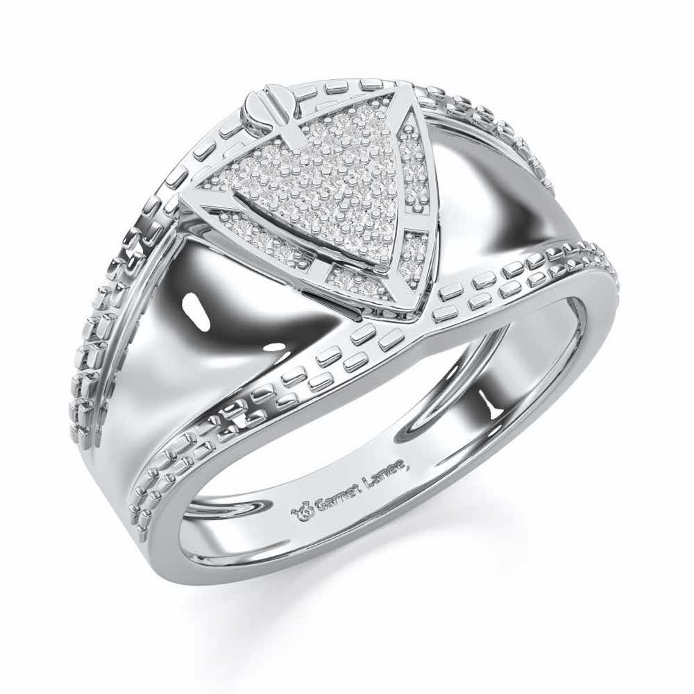 Afsana Silver Ring For Men - White Gold - Image 1