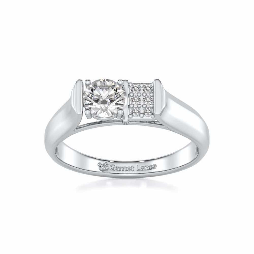Ahaan Solitaire Ring For Men - White Gold - Image 2