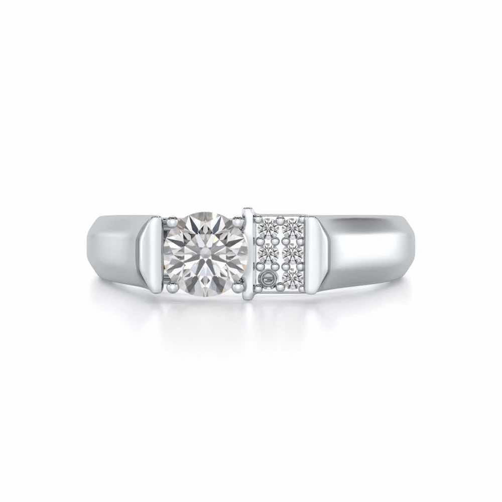 Ahaan Solitaire Ring For Men - White Gold - Image 5