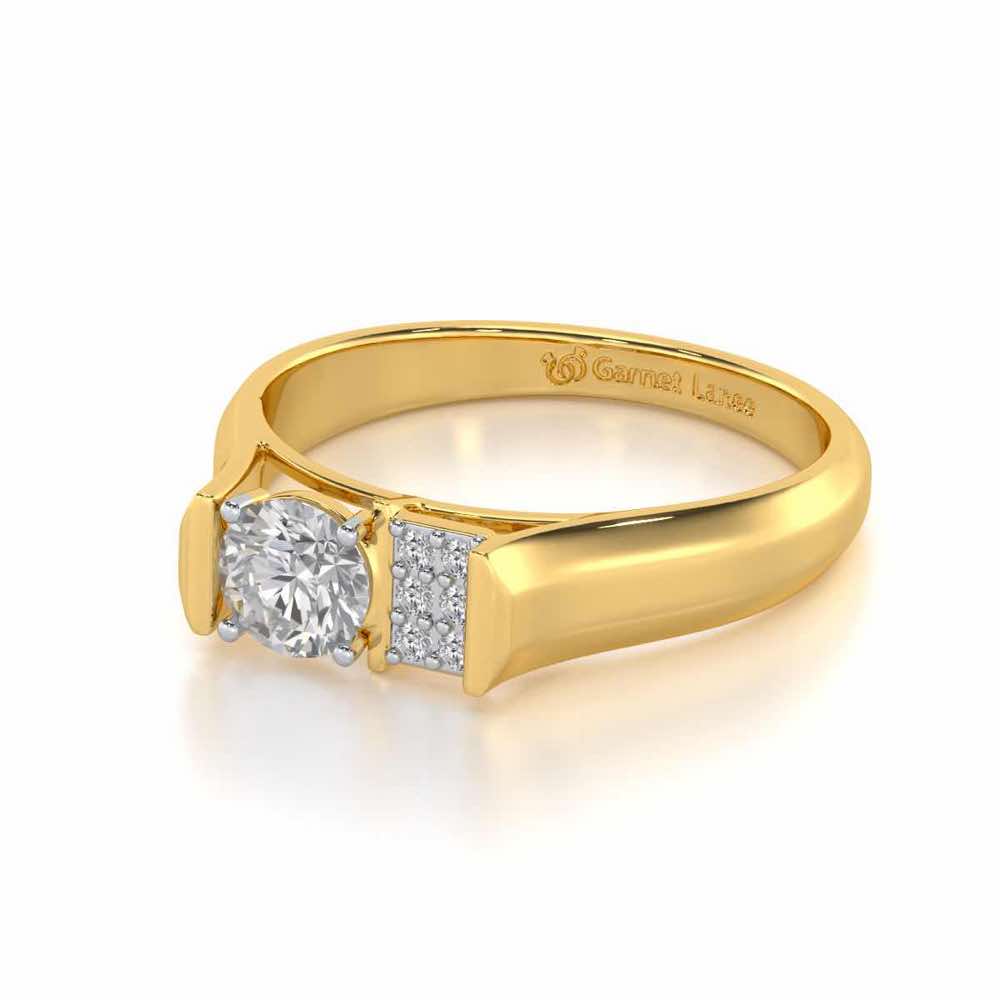 Ahaan Solitaire Ring For Men - Yellow Gold - Image 3