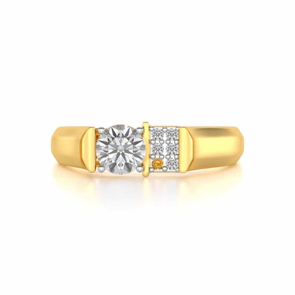 Ahaan Solitaire Ring For Men - Yellow Gold - Image 5