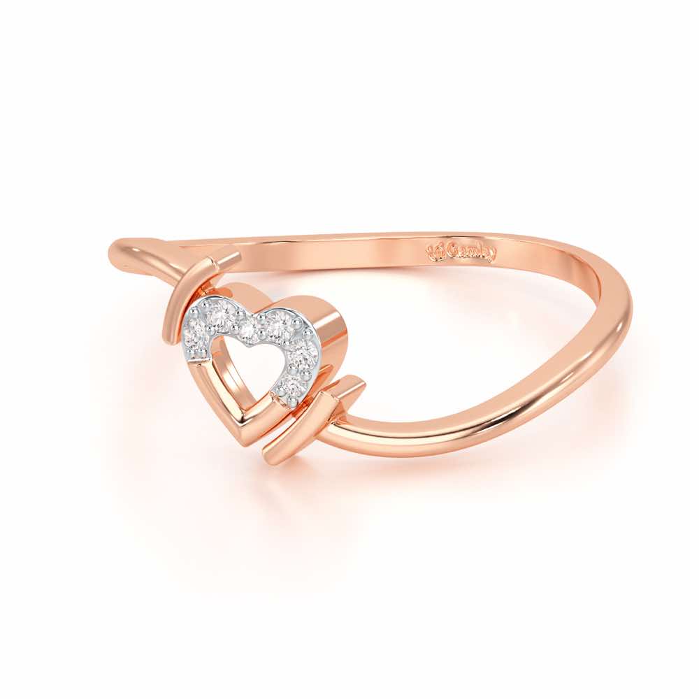 Airy Heart Silver Ring - Rose Gold - Image 2