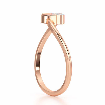 Airy Heart Silver Ring - Rose Gold - Image 3