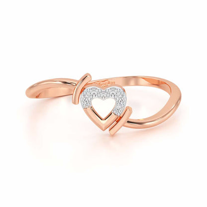 Airy Heart Silver Ring - Rose Gold - Image 4