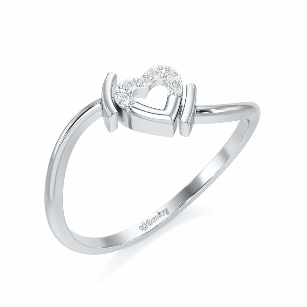 Airy Heart Silver Ring - White Gold - Image 1
