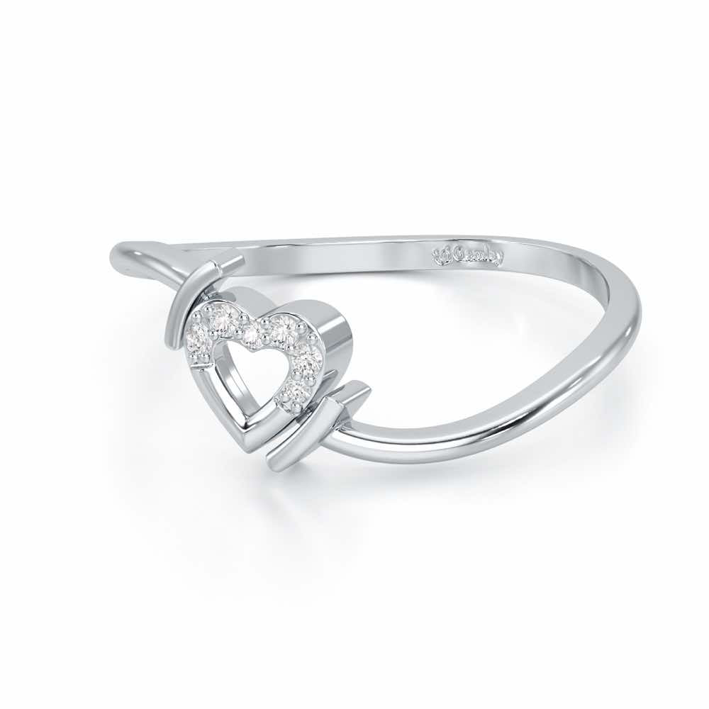 Airy Heart Silver Ring - White Gold - Image 2