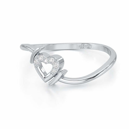 Airy Heart Silver Ring - White Gold - Image 2