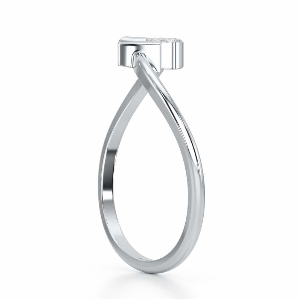 Airy Heart Silver Ring - White Gold - Image 3