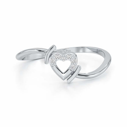 Airy Heart Silver Ring - White Gold - Image 4