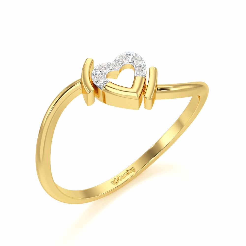 Airy Heart Silver Ring - Yellow Gold - Image 1