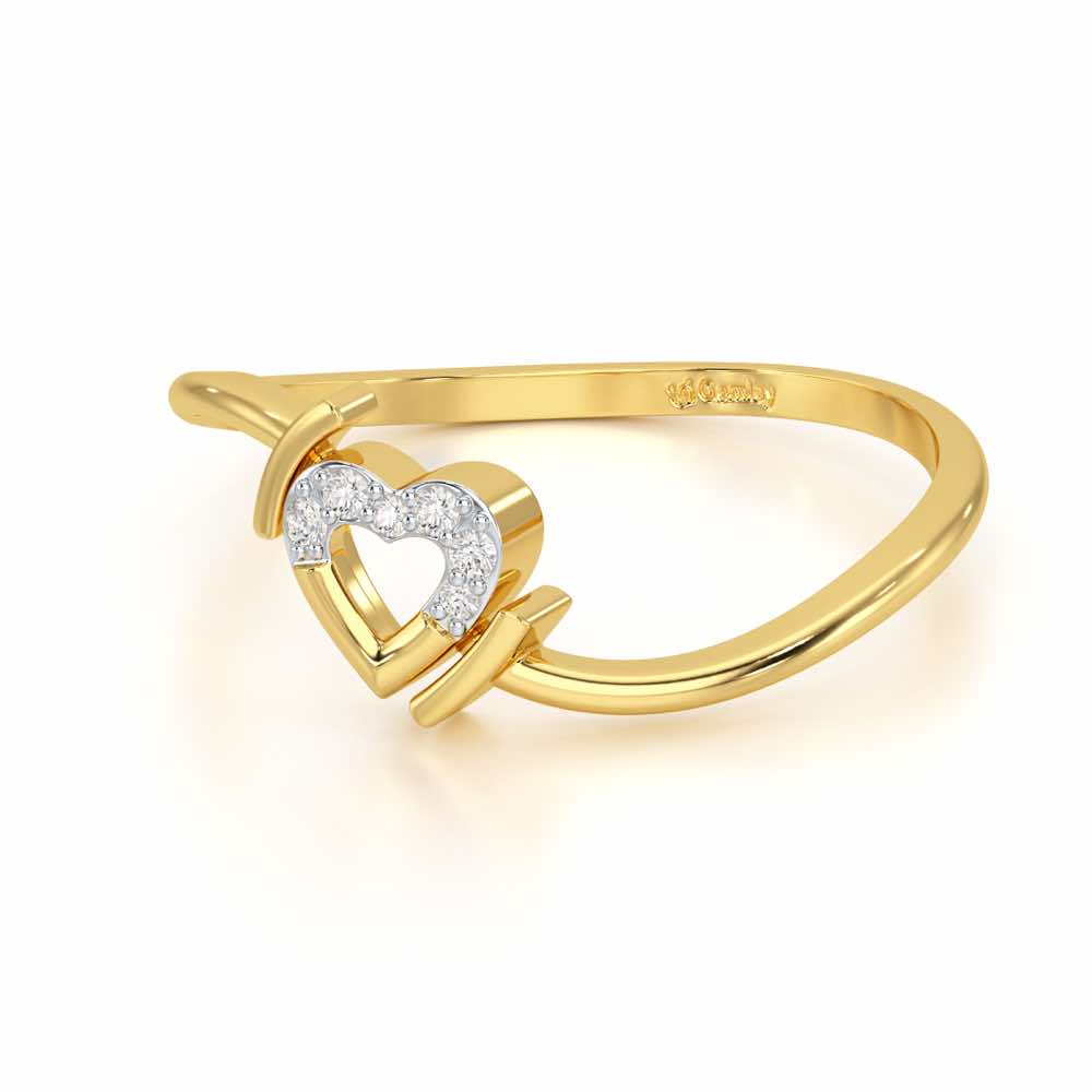 Airy Heart Silver Ring - Yellow Gold - Image 2