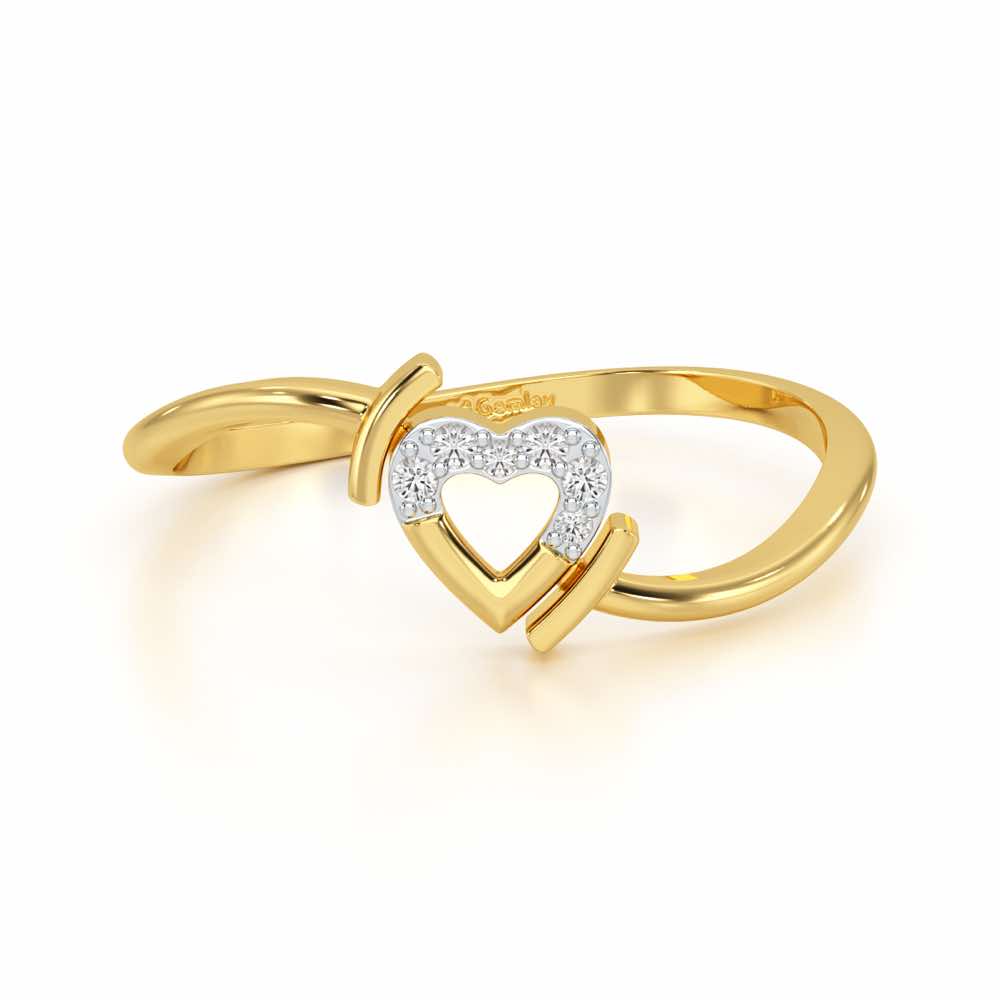 Airy Heart Silver Ring - Yellow Gold - Image 4