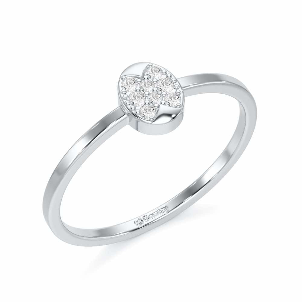Airy Oval Silver Ring - White Gold - Image 1