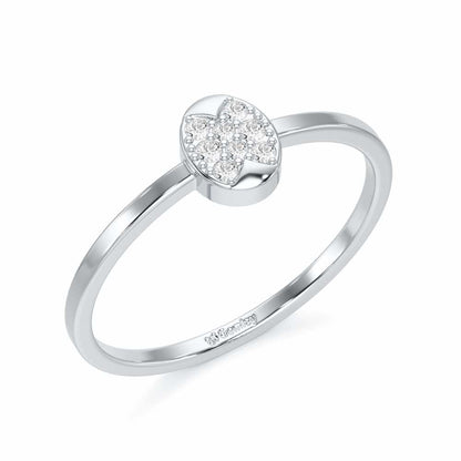Airy Oval Silver Ring - White Gold - Image 1