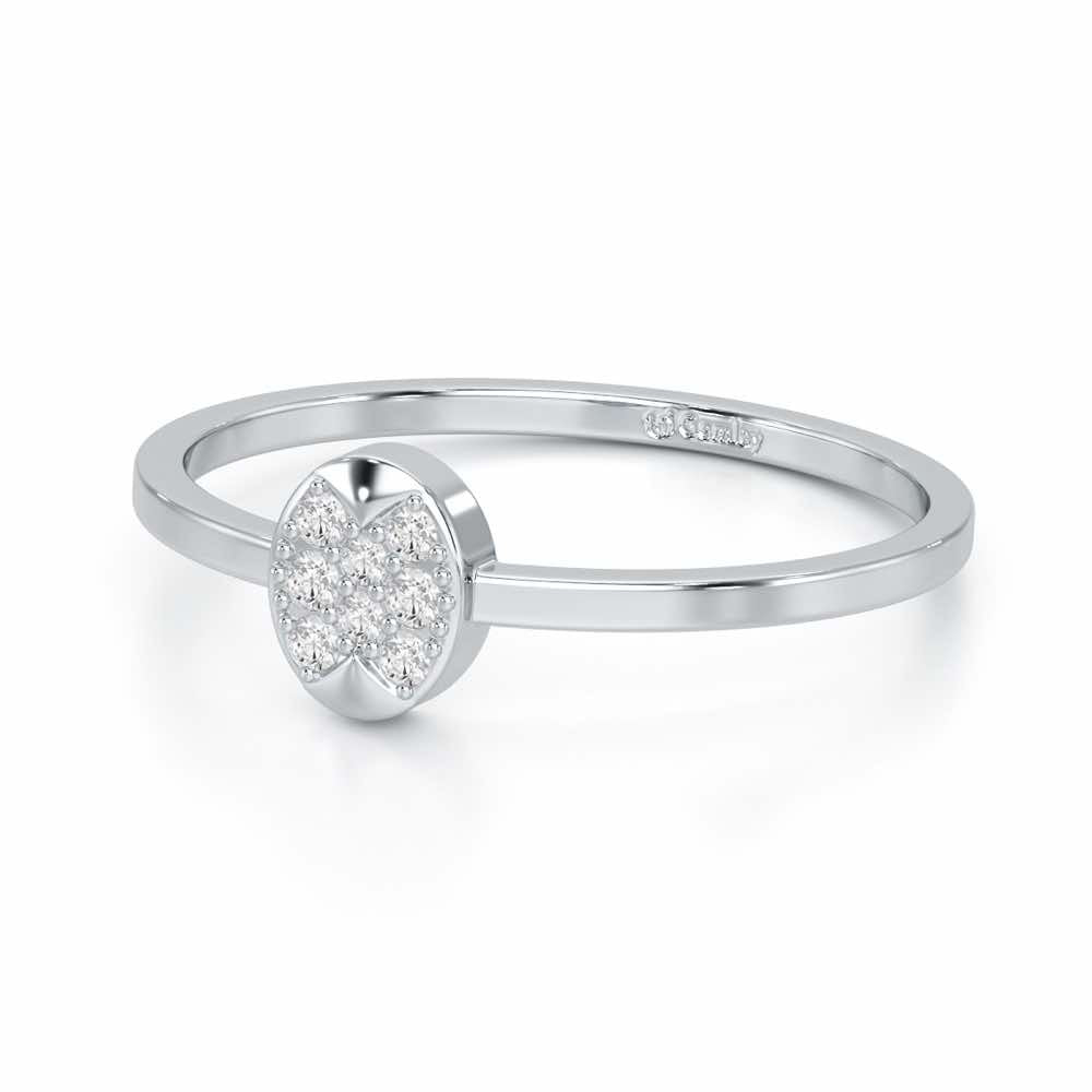 Airy Oval Silver Ring - White Gold - Image 2
