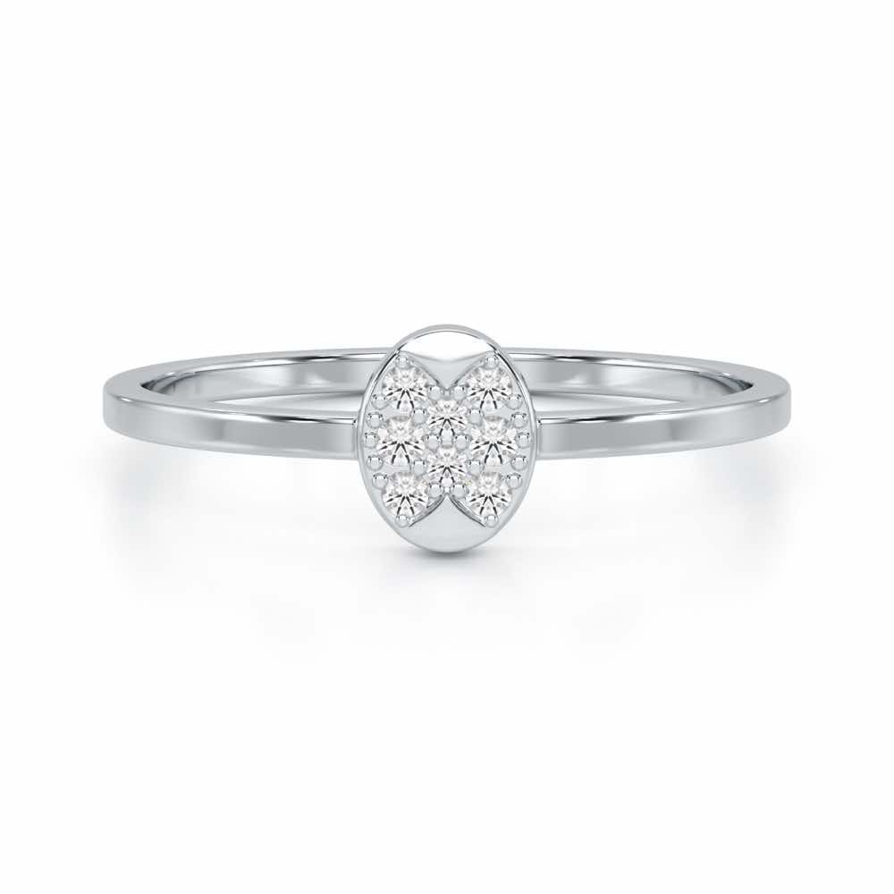 Airy Oval Silver Ring - White Gold - Image 4