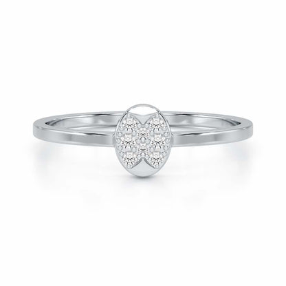 Airy Oval Silver Ring - White Gold - Image 4