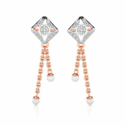 Aks Sitara Silver Dangler Earrings - Rose Gold - Image 1